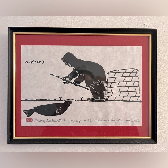 Eskimo Artist Henri Napartuk set of original drawings 11.5” x 8” framed - Picture 3 of 7